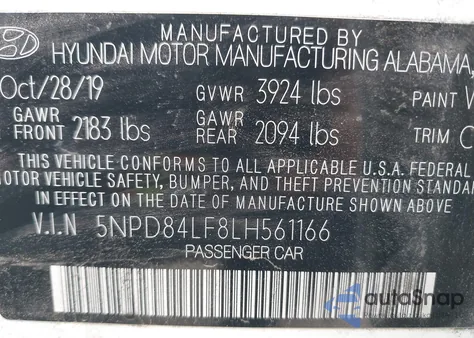 2020 Hyundai Elantra Sel from USA, damaged, VIN 5NPD84LF8LH561166